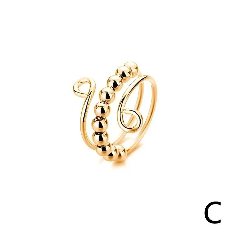 elegant boho stainless steel anxiety rings for women anti stress fidget spinner rings with rainbow beads rotates adjustable stacking jewelry for daily gift occasions christmas bohemian style best for christmas Product details 7