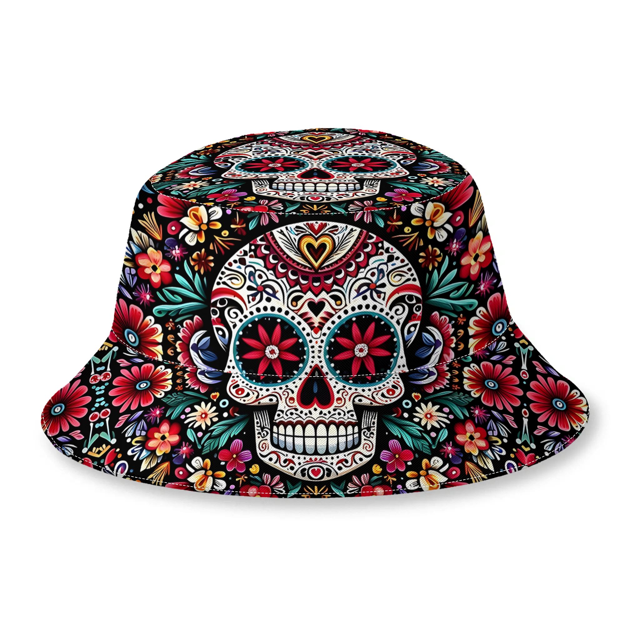 TEMU 2d Print Design Mexican Skull Print Spring Summer Bucket Hat, Men Women Street Casual Bucket Hat