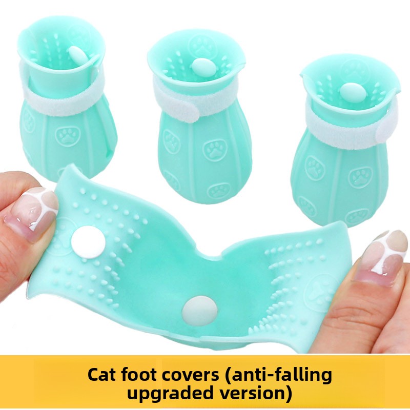TEMU 4pcs Couvre-pattes multifonctionnels en silicone souple pour chat, adaptés au bain, aux et aux soins médicamenteux, couvre-pattes de bain pour