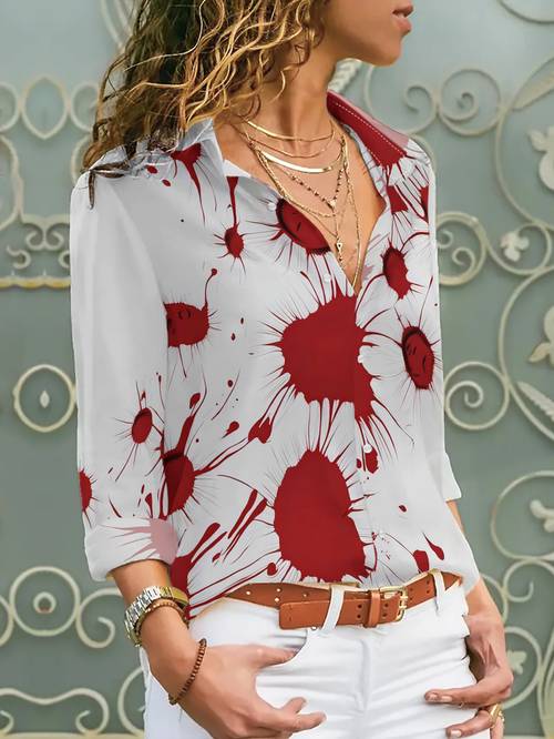 item picture 2026 new womens long sleeve shirt with floral print stylish and versatile featuring a vintage daisy for everyday commuting in a minimalist style machine washable