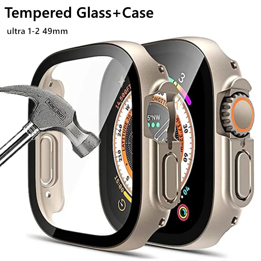 

Iwatch Series 49mm Case Cover With Tempered Glass Screen Protector, Ultra-thin 1-2mm, Shockproof Pc Bumper, Protective Accessories For Iwatch Ultra