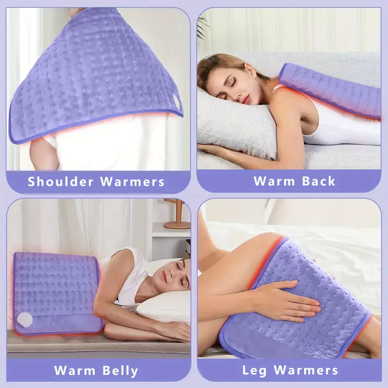 large size electric heating pad 24x12 portable shoulder back leg abdominal heating light beige friendly fabric quick heating to 140 f temperature control double sided heating 2 hour timer closed machine washable and dryable Product details 1