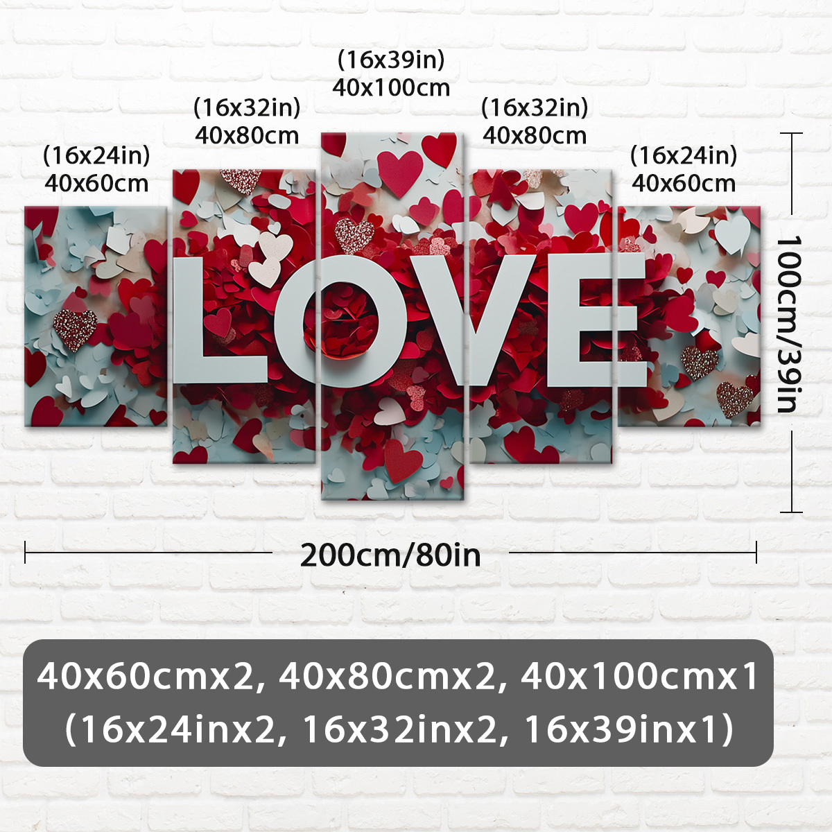 TEMU Lot de 5 toiles encadrées en bois, Cadeau idéal pour la Saint-Valentin, Belle histoire , Poster , Art décoratif , Décoration murale pour salon,