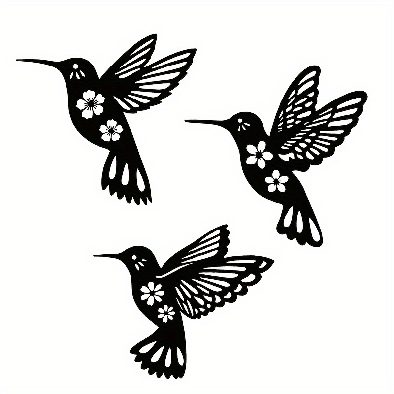 E-shop 2D-Flach, 3-tlg. moderne Kolibri-Wandpaneele mit Gartenthema – geeignet für Außenbereich/Dekoration mit 2D-Flachdruck , unregelmäßige Form für