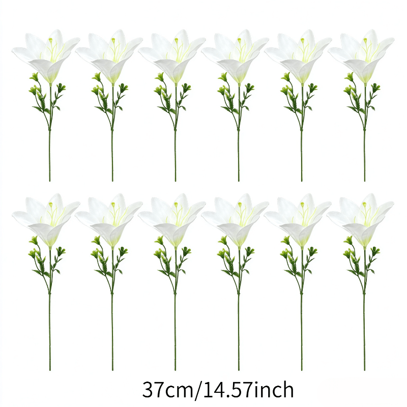 TEMU 12 Stems Of Lilies, Uv-resistant High-quality Artificial Elegant Lilies, Realistic Touch Flowers, For Outdoor/home/holiday Decor,