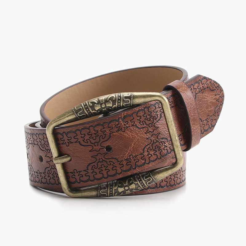 Image of 1pc New Embossed Women's Belt Vintage Style Y2k Versatile Jeans Decorative Belt Western Cowboy Style Belt