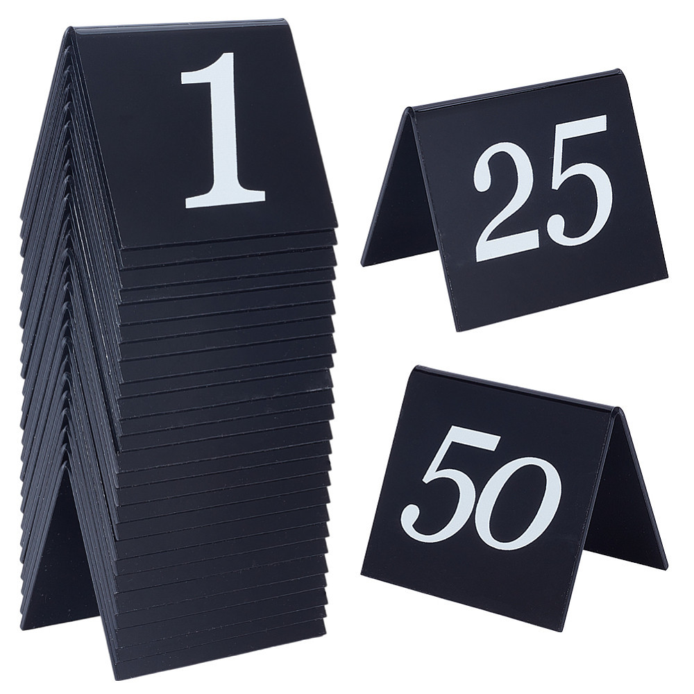 E-shop 1 Set Acryl Tischreservierung Schild Tischnummer Plakette Nummer 1~50 Schwarz 50 Stk./Set Schmuckherstellung Display & Verpackungszubehör