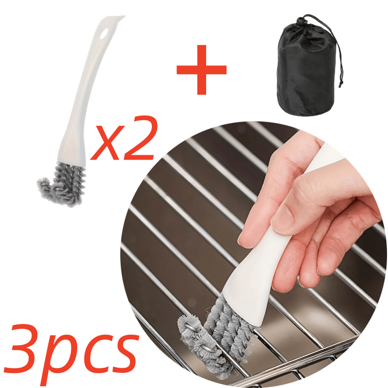 E-shop 3-teiliges Set: 2 Mehrzweck-Reinigungsbürsten + 1 Aufbewahrungstasche, mit Griff, langlebig wiederverwendbar aus Kunststoff, robuste Härte, kein