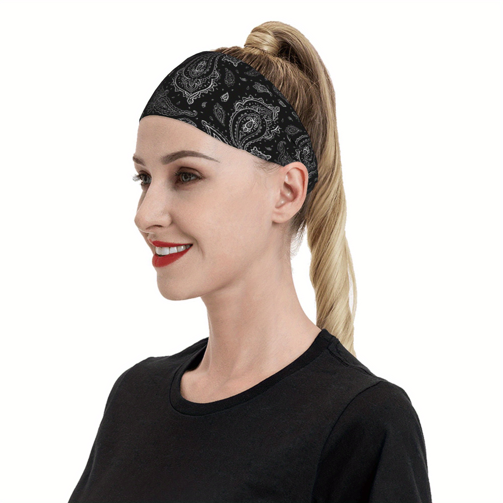 Unisex Paisley Sports Headband Sweat Wicking Stretchy Polyester Floral Patterns
