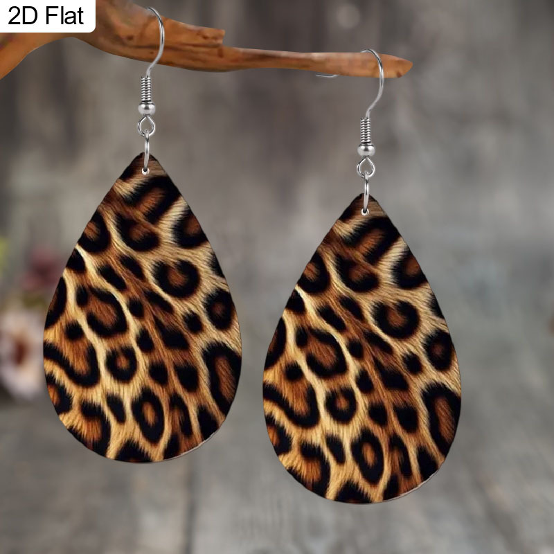 Women's Fall Gift Leopard Print PU Drop Earrings, Fashionable