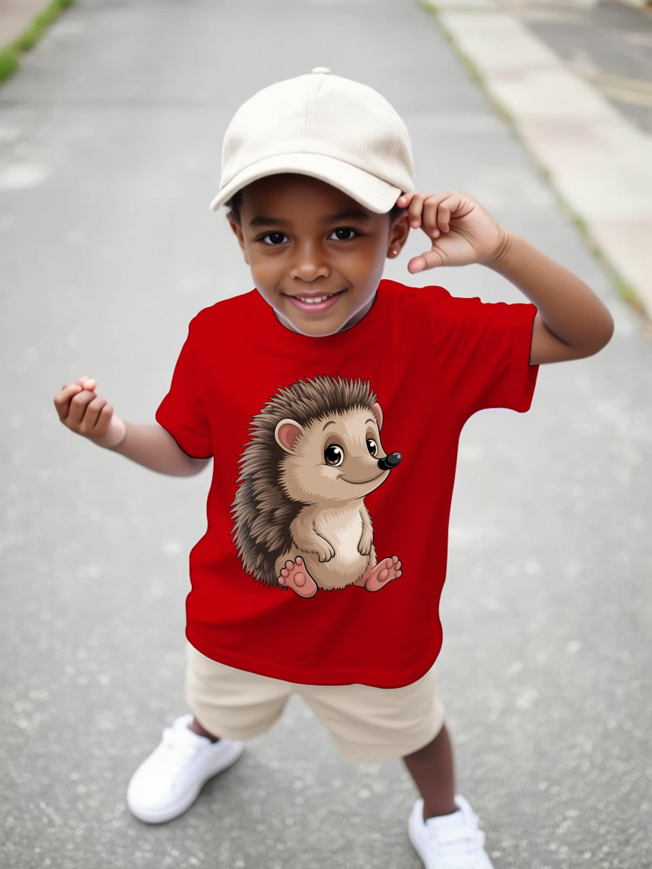 little hedgehog boys casual short sleeve t shirt cute hedgehog print summer round neck tee breathable lightweight for kids regular fit   everyday top childrens playwear short sleeve shirt comfortable tee childrens tee childrens fashion