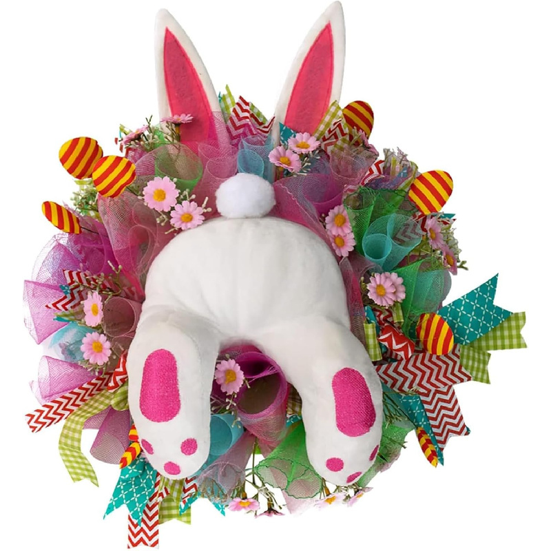 

Easter Rabbit Door Wreath Rabbit Decoration Outdoor Home Easter Egg Easter Decoration Easter Spring Daisy Garland Farmhouse