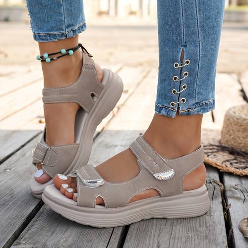 womens premium adjustable strap platform sandals elegant comfortable orthopedic summer casual open toe walking shoes high quality breathable and non slip fashion footwear with microfiber upper and sole women shoes