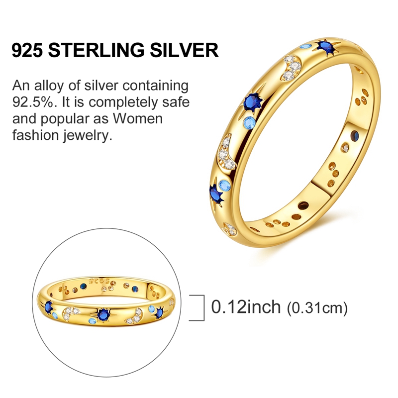 Elegant 925 Sterling Silver Starry Night Ring