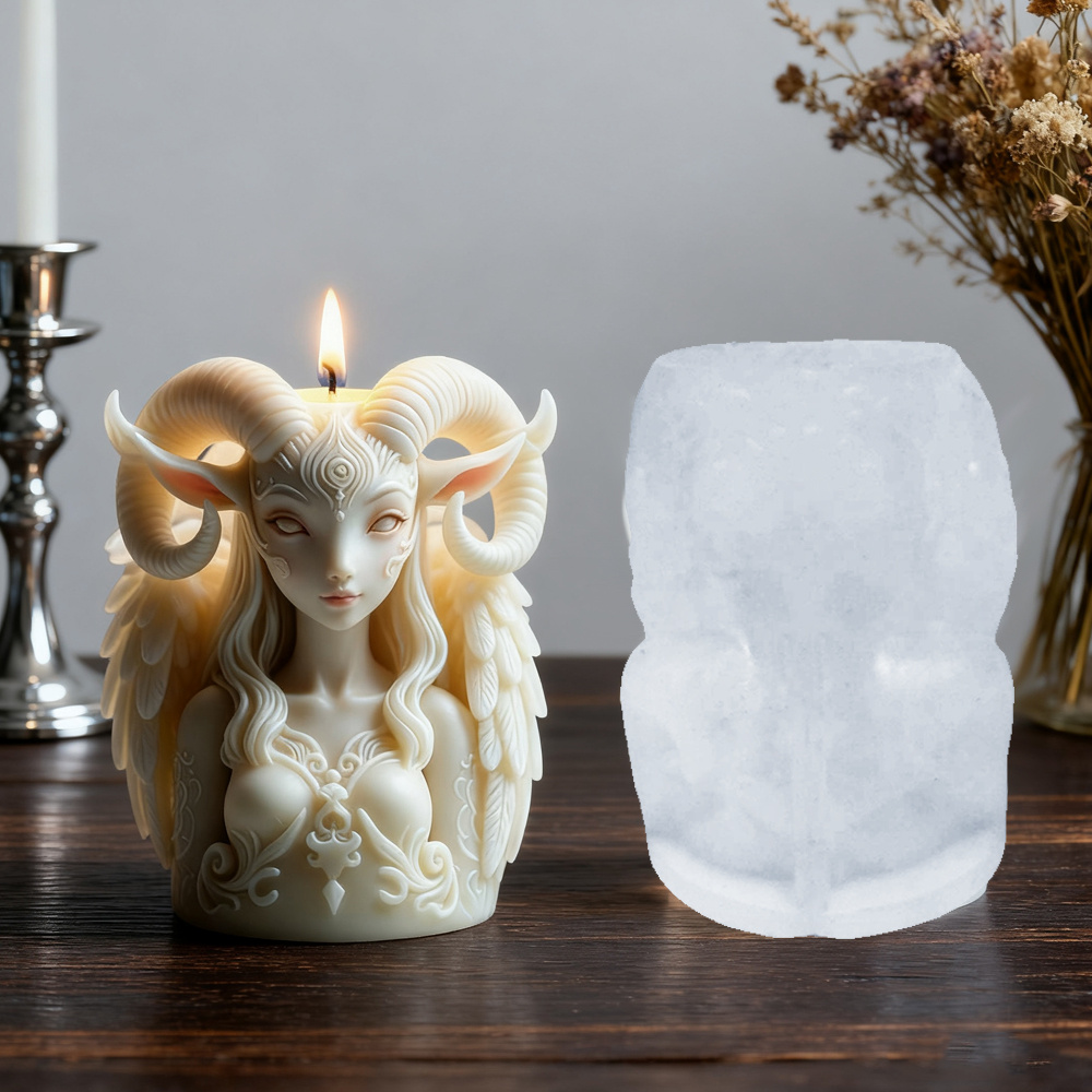 E-shop Ziegenhorn-Elfen-Kerzenform - 3D-Silikonform für DIY-Aromatherapie-Kerzenherstellung, für einzigartige Ziegenhorn-Elfen-Kerzen mit duftenden für