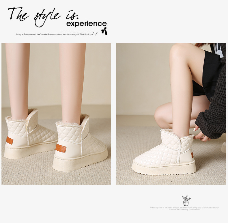 womens winter snow boots with h shaped lift height increase high quality non slip fleece lined thickened pu upper rubber sole beige black grey warm ankle boots for   slush all terrain Product details 22