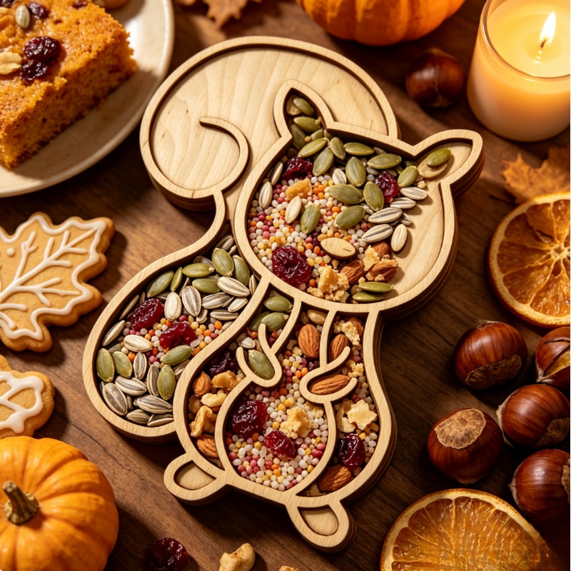 TEMU Plateau Mosaïque en Bois d'Écureuil pour Thanksgiving, Cadre en Bois , Matériau de Base, Plateau Mosaïque, Facile à Utiliser pour Débutants,