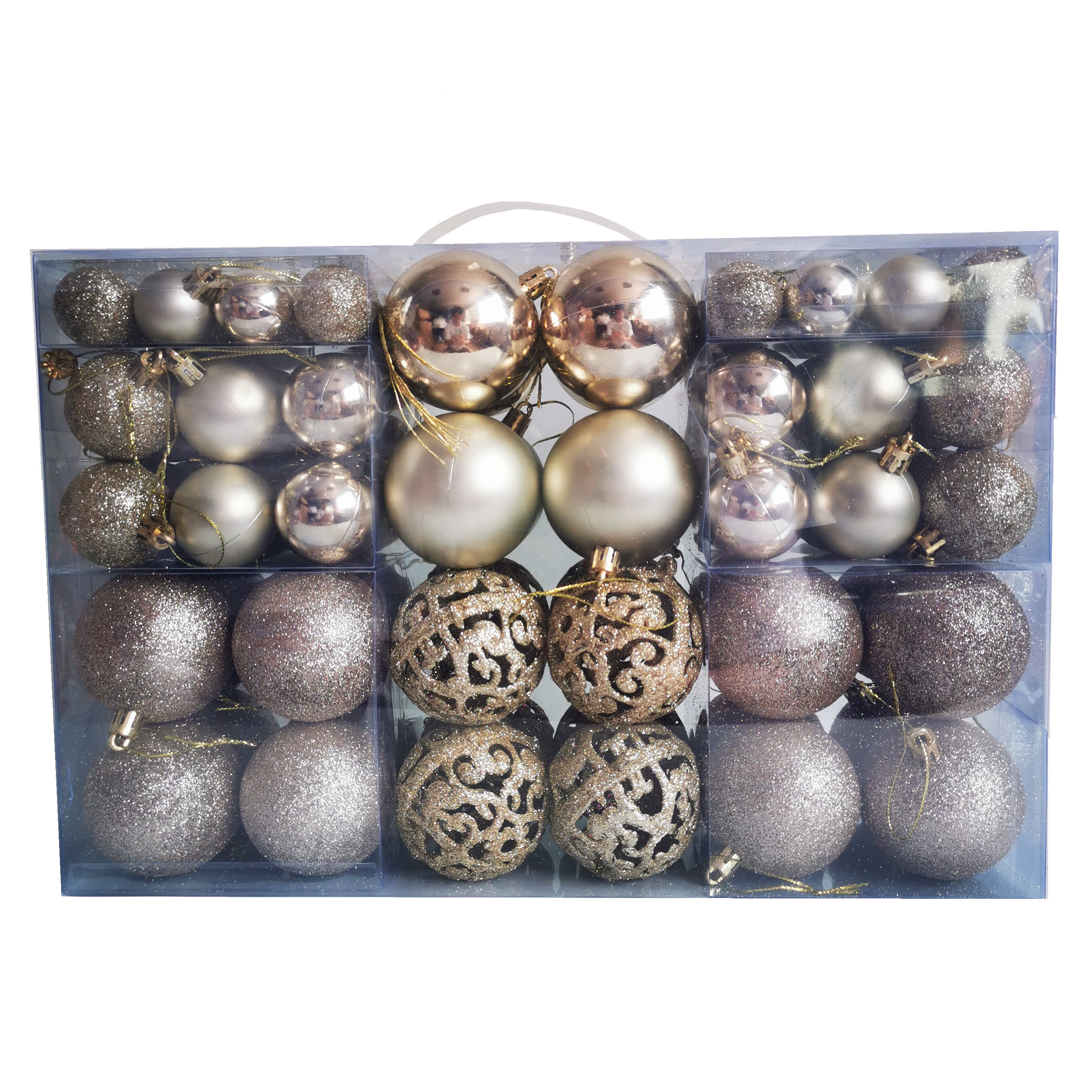 TEMU Lot de 100 boules de Noël champagne, décorations de sapin de Noël, boules de Noël incassables, ensemble d'assortiment de décorations de sapin à