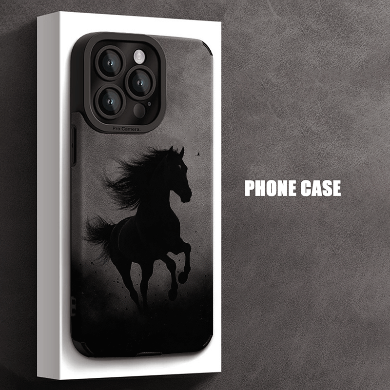 TEMU Phone Case: Premium Black War Horse Pattern Phone Case For Iphone 16/15 Plus/iphone 15/14 Pro Max/15 Pro Max/16 Plus/12 Pro Max/iphone 14/16