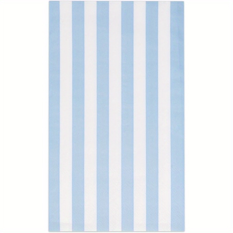 E-shop 18×26 ZOLL Hellblaue Weiße Streifen Gastesservietten | Einweg Papierpackung Gestreifte Dinner Handtuch für Badezimmer Toilette Hochzeit