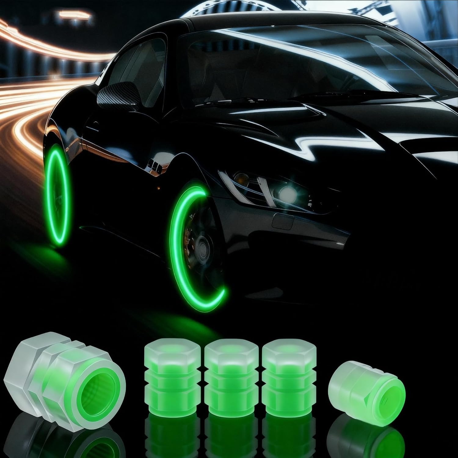 TEMU 10 pezzi Tappi valvola pneumatici luminosi aggiornati 2026, Tappi valvola pneumatici fluorescenti, Accessori decorativi per auto , Adatti per