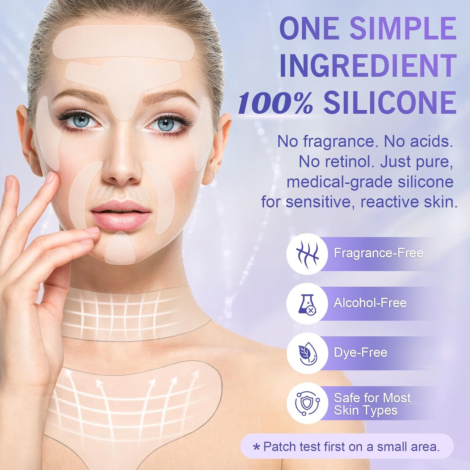 18 stück beauty patches, nacken falten patches, wiederverwendbares silikon pads set für nacken,   und gesicht, über nacht anwendung für glatte linien, waschbare bequeme passform