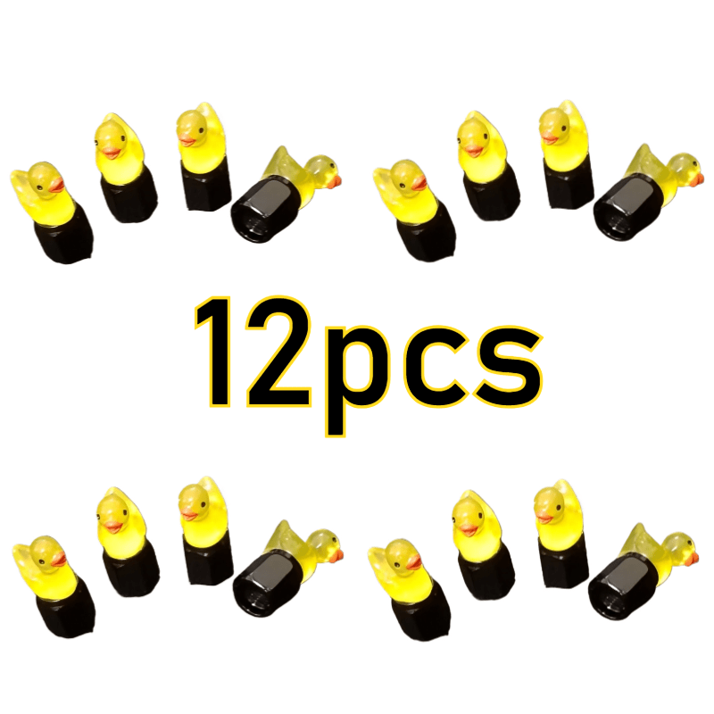 Glow Duck Valve Caps 12-pack Unique Cute Yellow Hexagonal Designed For Bicycles, Cars, And Motorcycles Adds Fun And No Battery Needed Gift For Car Enthusiasts