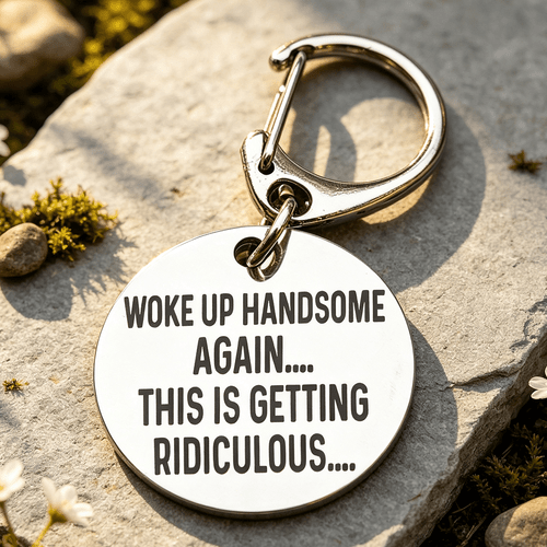 funny men humor keychain up again getting stainless ring novelty gift for him