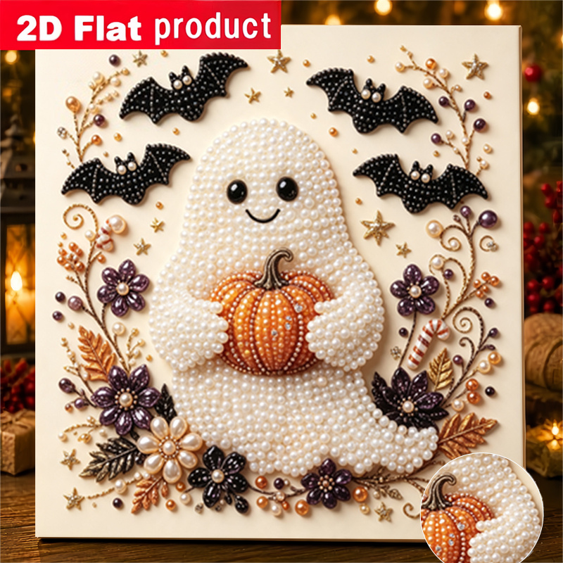 TEMU Diy Pearl Diamond Painting Kit With Hugging Pumpkin Design - Complete Craft With Tools & Pearl Drill Bags Suitable For Home/office Decor,