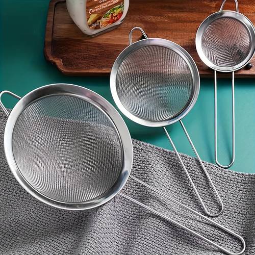 2pcs stainless steel fine mesh er set comfortable handle durable and rust resistant essential for kitchen baking and flour