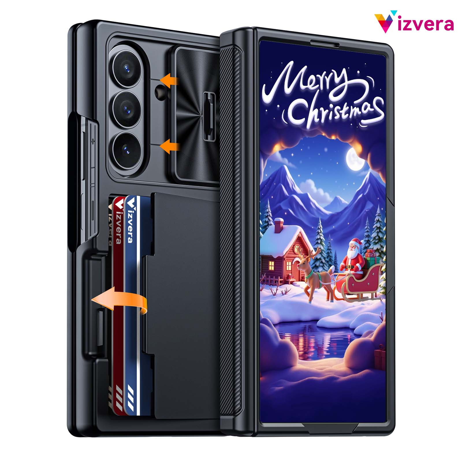Image of Phone Case - This Case Is Suitable For Z Fold 6, Equipped With A Versatile Clip, An Integrated Sliding Lens Cover, A , And A . A Shock-resistant Wallet- Tailored For The For Galaxy Z Fold 6