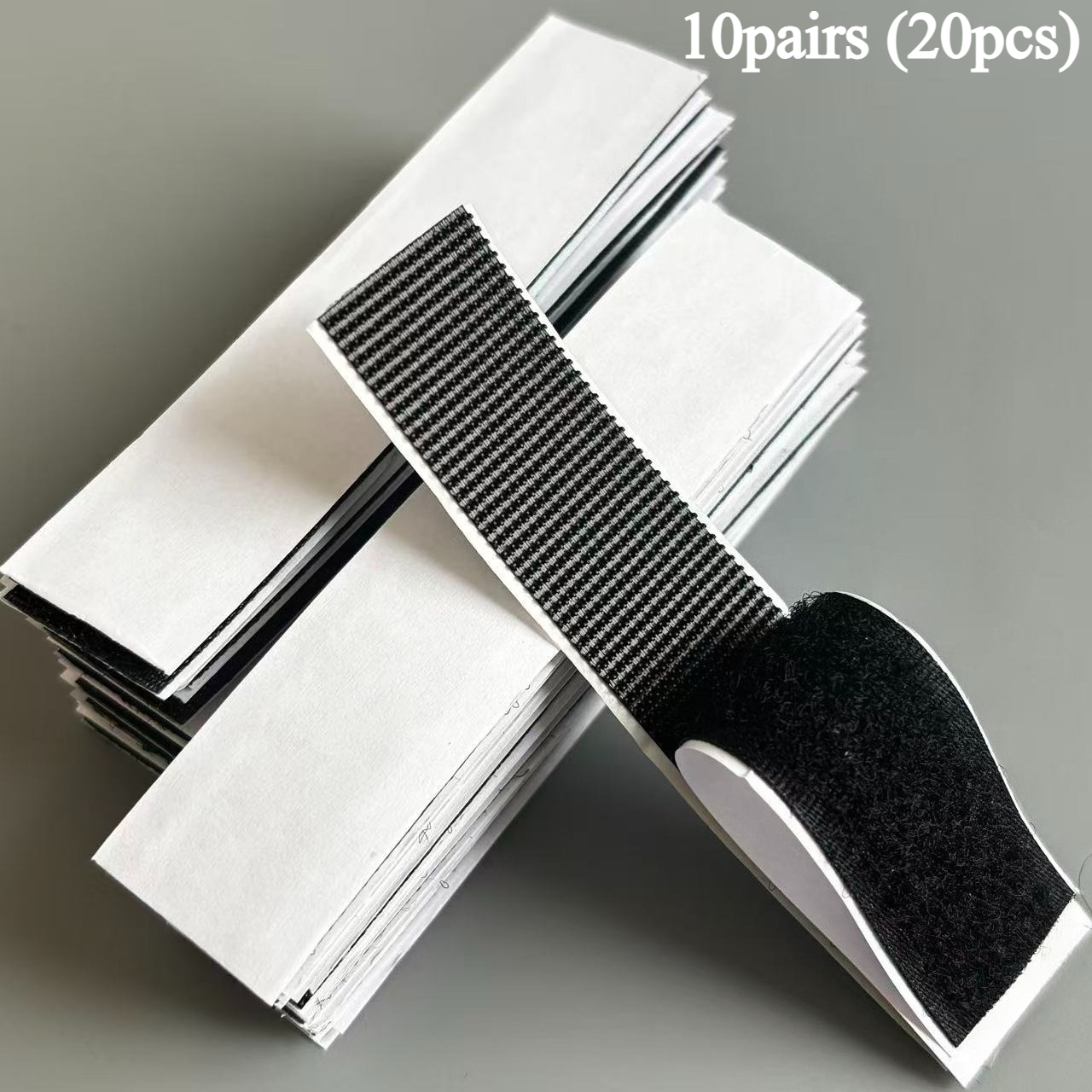 10pairs (20pcs) Strong Adhesive Hooks And Loop Strips, Double-sided Reusable Adhesive, , Damage-free Installation For Home And Office Use - Perfect For Organization And Hanging