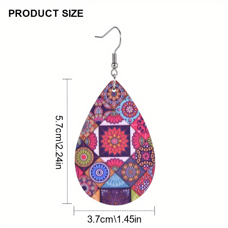 Bohemian Style Colorful Mandala Teardrop Earrings