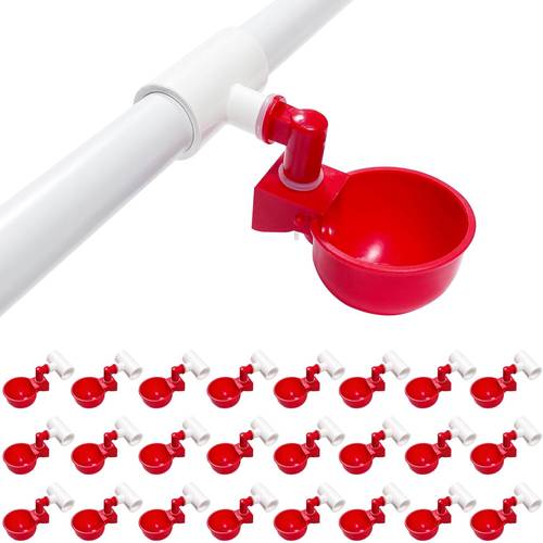 24 pack 16pcs 8pcs 4pcs automatic chicken drinking cups with 1 2 inch pvc t connector leak proof poultry set suitable for chickens ducks quails and turkeys automatic water replenishment and feeding system for coops