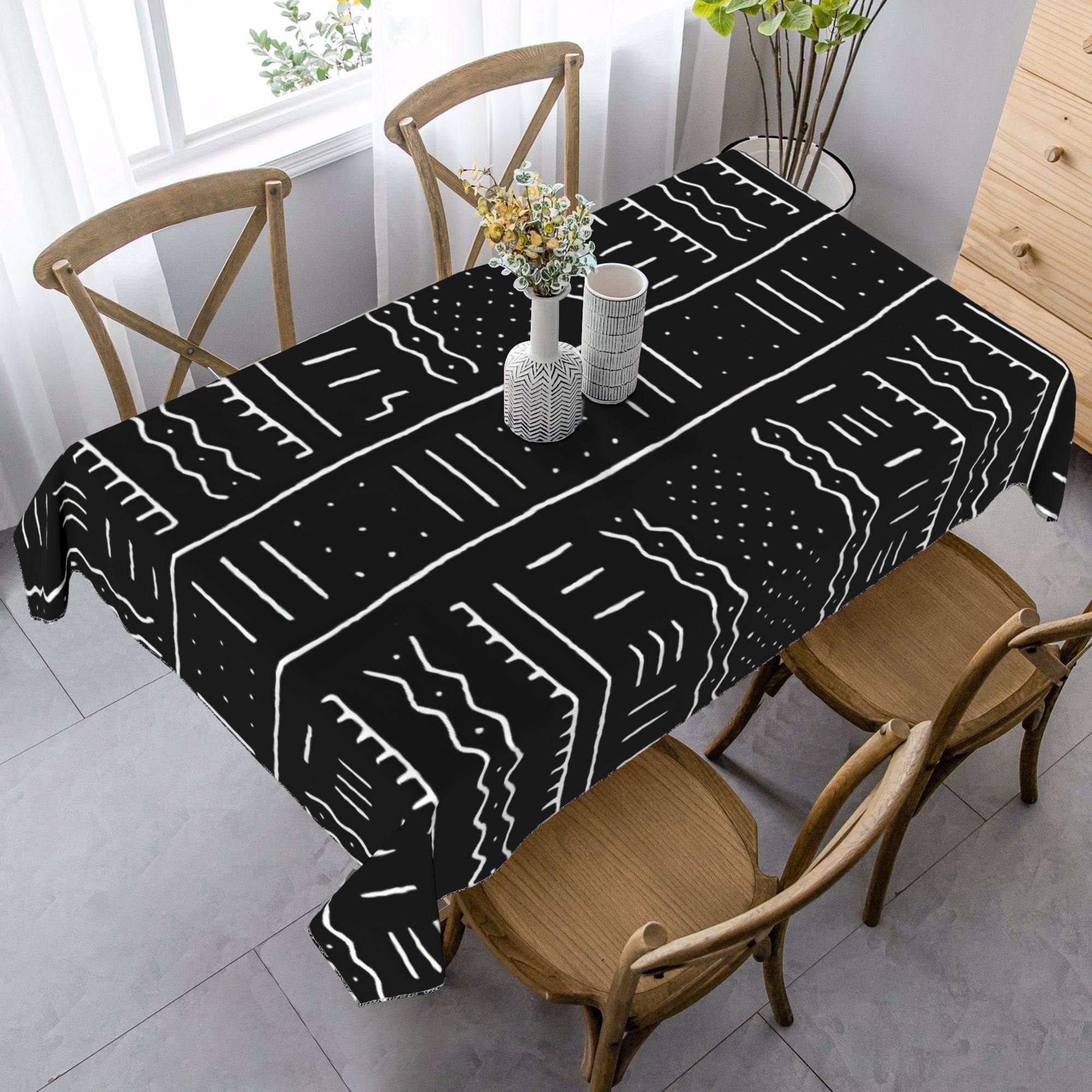 item picture 1pc of african patterned tablecloth made of polyester for   style rectangular design suitable for indoor and outdoor use   home kitchen dining room parties and festivals