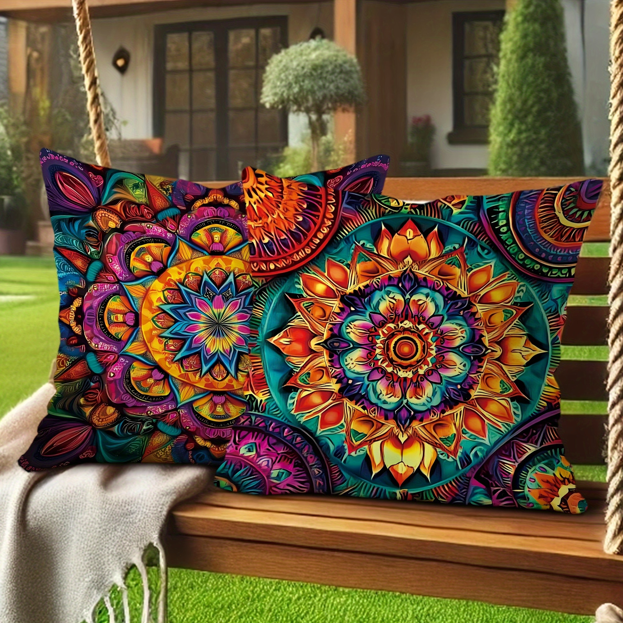 outdoor cushion covers moroccan pattern bohemian style Temu Spain - Main Image