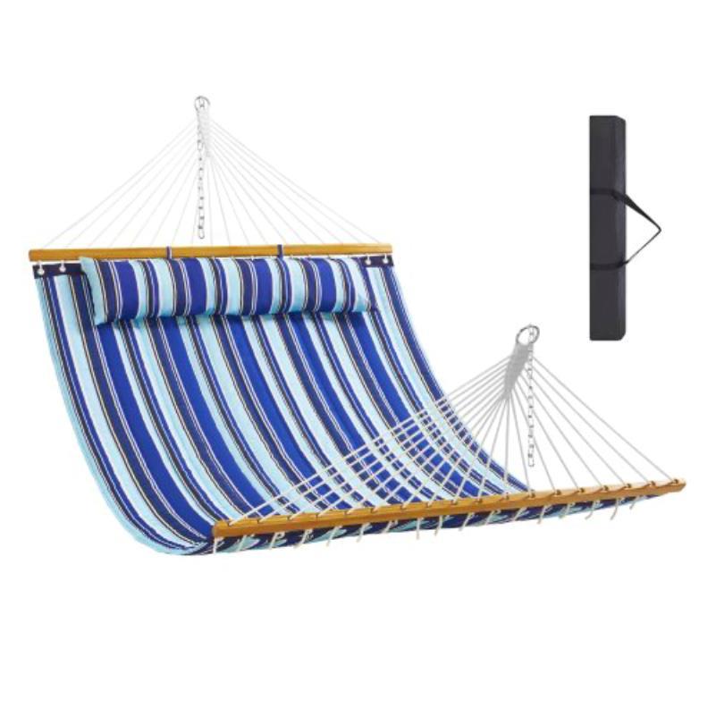 TEMU 12ft Double Quilted With Hardwood Spreader Bars And Removable Pillow For Camping Patio Beach Holds 500lb Capacity Ideal For 2 People