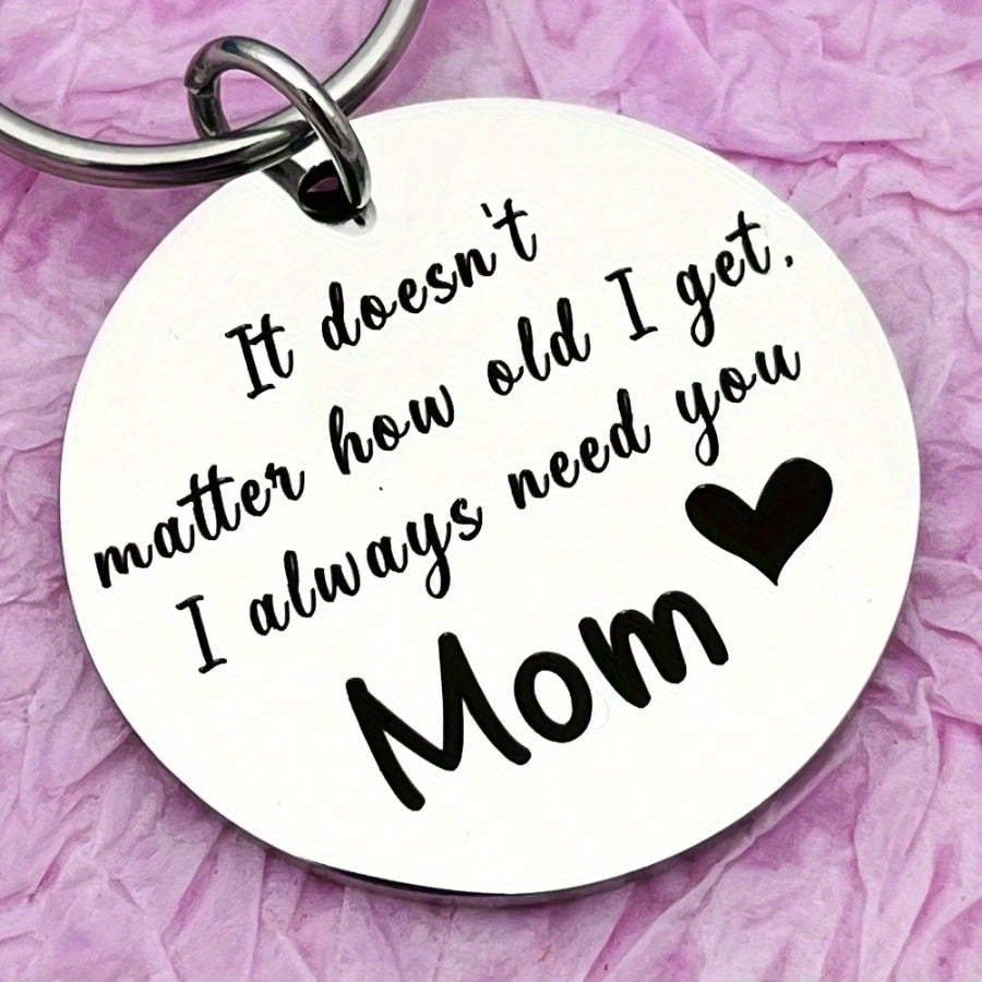 TEMU 1pc Mother's Day Gift Keychain For Mommy Metal Engraved Keyring Gift For Mom Birthday