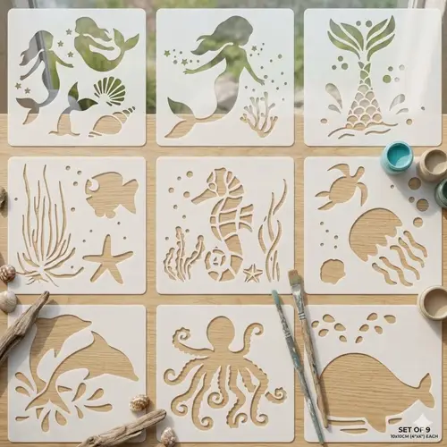 Detailed Shell Template sea creature stencils sold on Temu United States