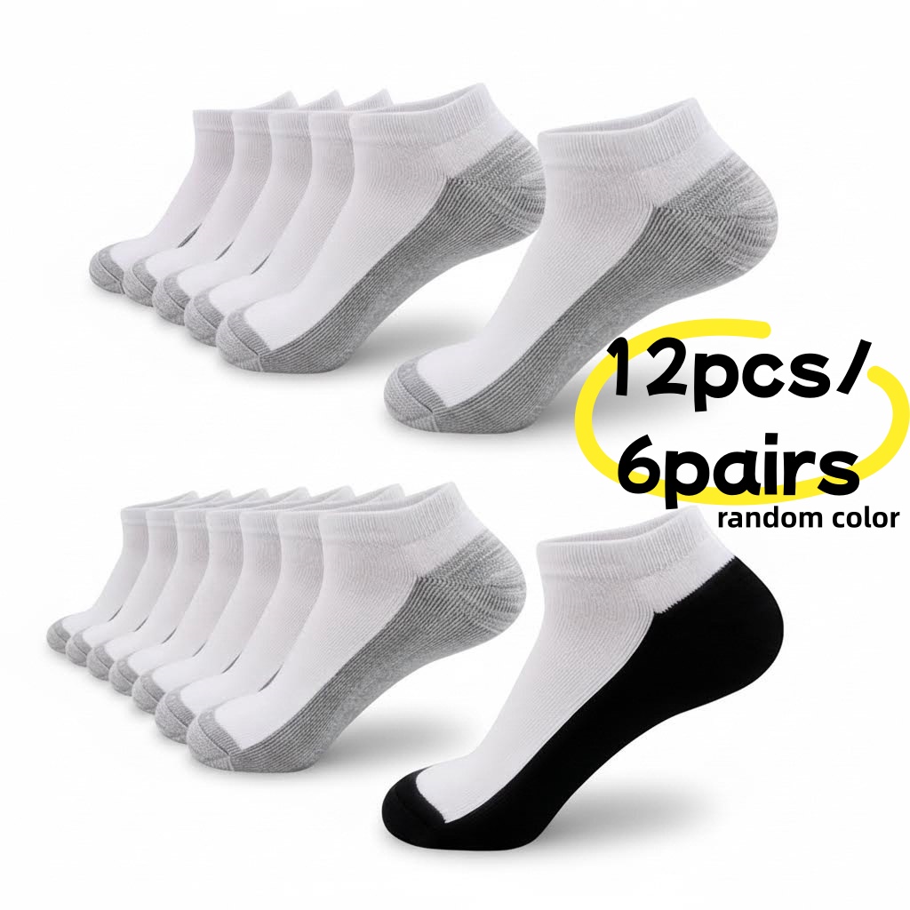 TEMU 12pcs/6pairs Of Low-rise Socks In Random Colors Suitable For Women And Men, Breathable Mesh Socks, Moisture-absorbing Sports Socks, Perfect For