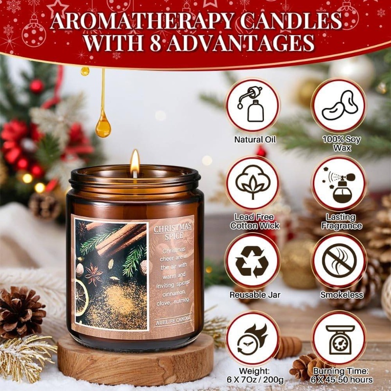 Scented Candle Set, 4 Pack Natural Soy Wax Candle Set, Long Lasting Scented Candles Home Xmas Gifts