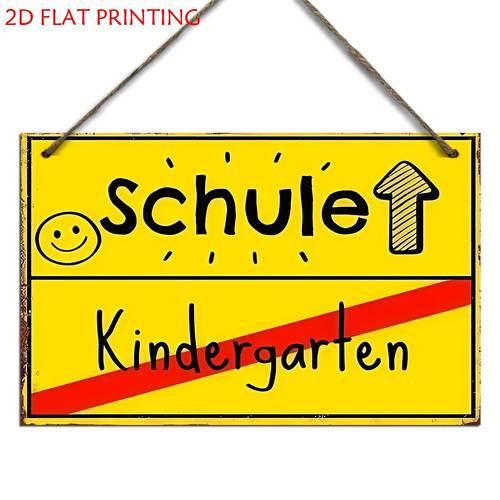 2d flat 2d flat retro german kindergarten wooden wall sign retro yellow red 2d flat sign wood indoor outdoor decor back to school classroom home holiday gift kindergarten classroom decor fun educational design durable