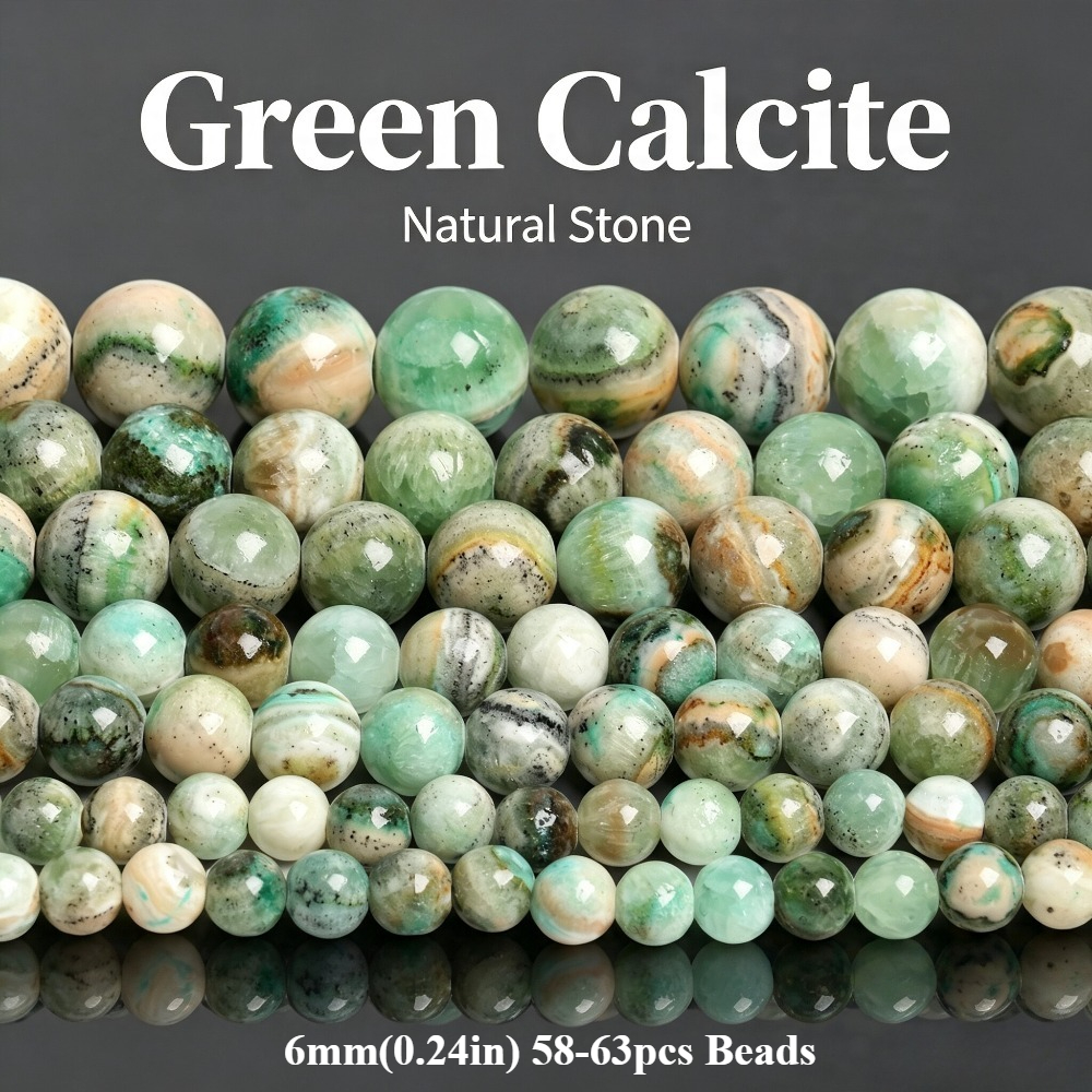 TEMU Stone Green Unique Gorgeous Round Loose Spacer Beads For Jewelry Making Bracelets Necklace Earrings Additions For Women Gifts