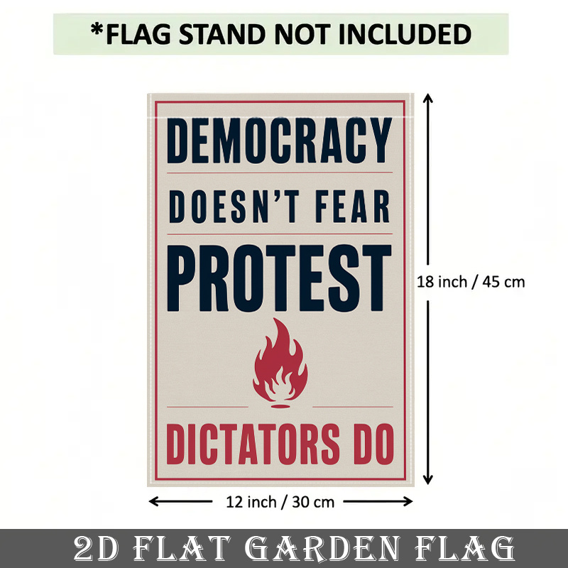 TEMU 2d Flat, 2d Flat Banner, 1pc Red & Beige Garden Flag, Fear Design, Double-sided Durable Outdoor Home & Yard Decor, 12x18 Inch, No Pole Included,