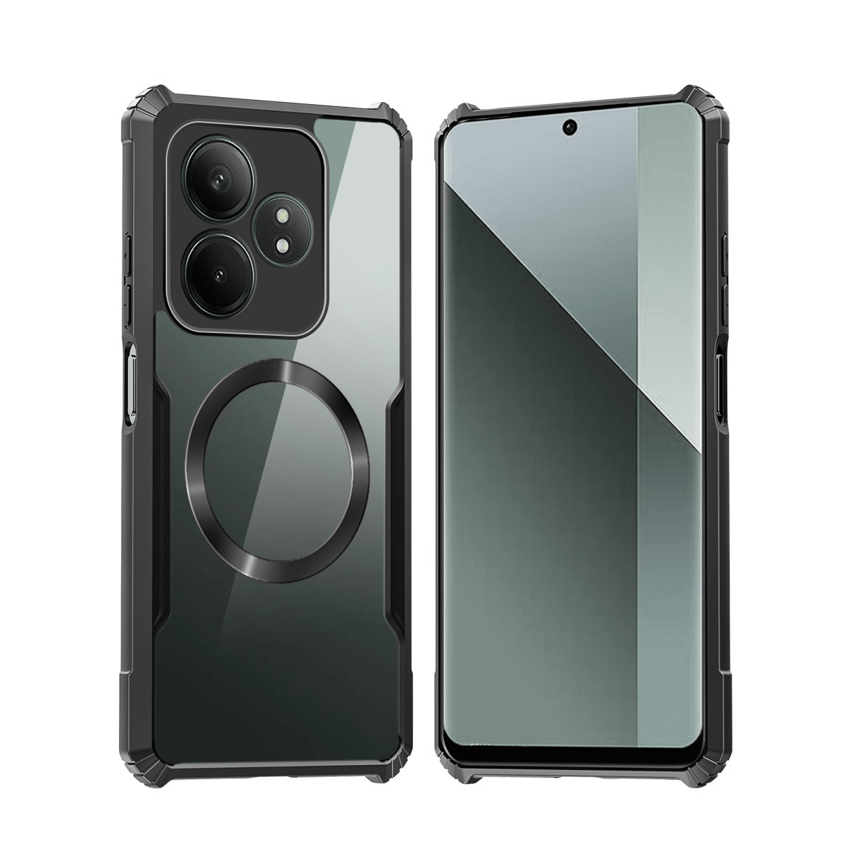 TEMU Phone Case: Compatible With Realme Gt 6 5g/ Gt 6t 5g Phone Cases Magnetic Casing Shockproof Soft Cover Acrylic Transparent Back Protection Shell