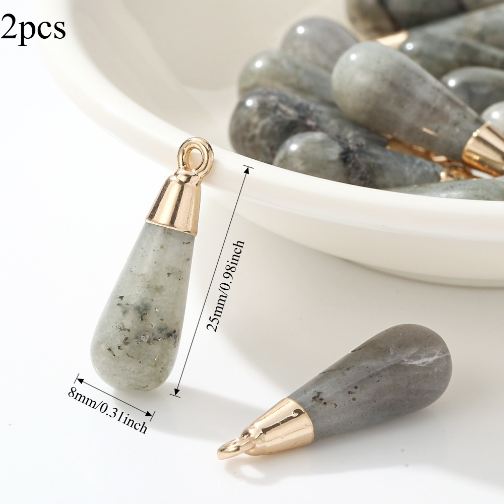 TEMU 8X25Mm 2pcs Pendentif en Naturelle Labradorite de , Pendentif Libre pour la Création d'Accessoires