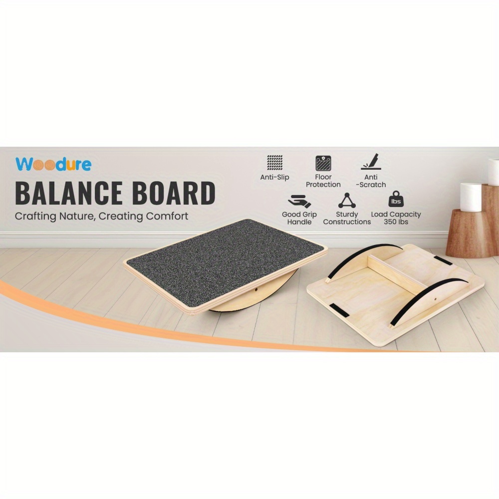Balance Board En Bois Antidérapant - Wobble Board 350LBS Pour Adulte