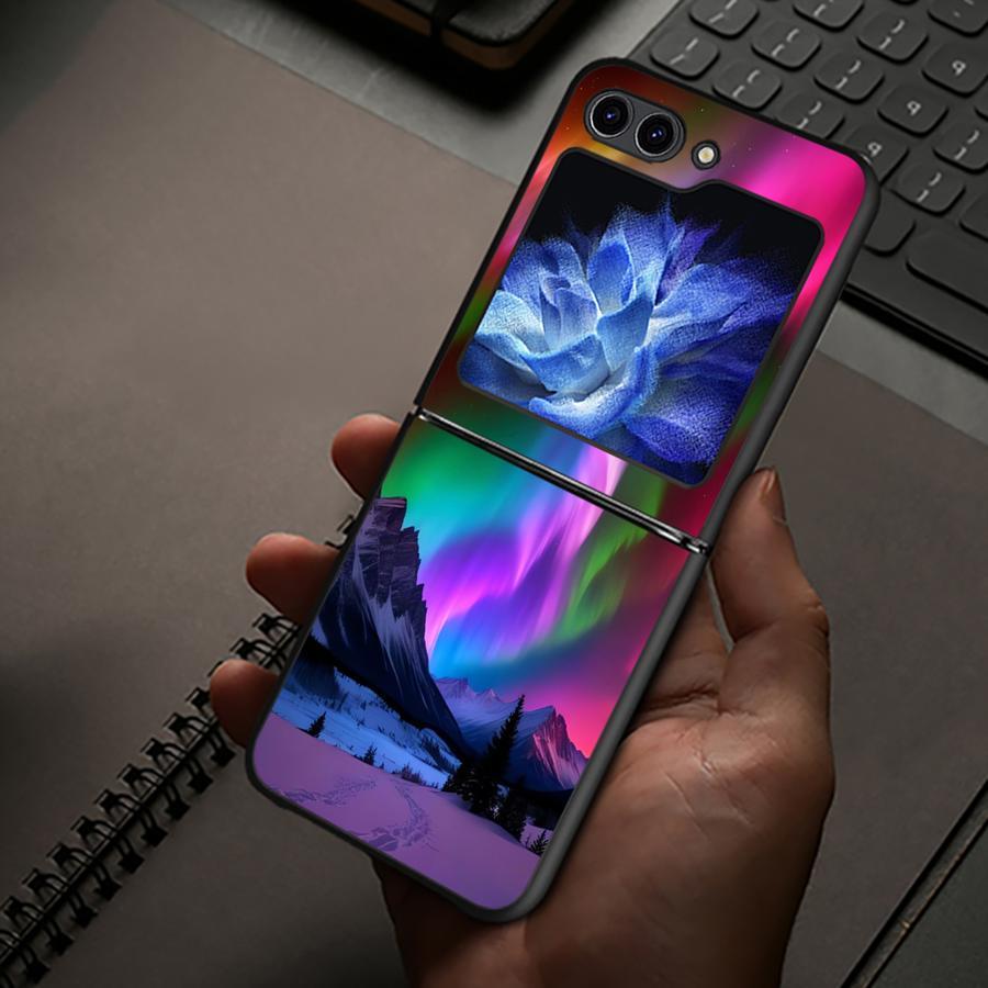 TEMU Phone Case Suitable For For Galaxy Z Flip 3/4 Zflip7 Z Flip 5/6 Z Flip 7 6 5 4 3 Zflip 5g Hard Back Cover Aurora