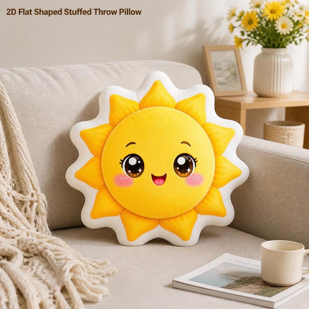 TEMU Kawaii Miling 2d Flat Printing Shaped Stuffed Throw Pillow, Perfect For Sofa Bedroom Living Room Decor For Office And Car, Throw Pillow Gift