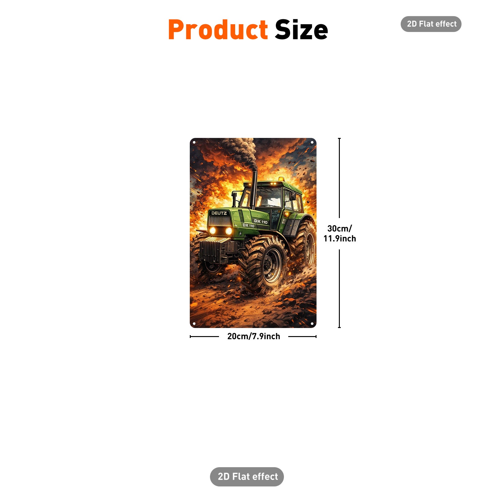 TEMU 1pc Retro Iron Decorative Plaque With Dramatic Green Deutz Dx 110 Tractor Explosion Action Scene Print, 20x30cm Wall Hanging Art, Rustic Home